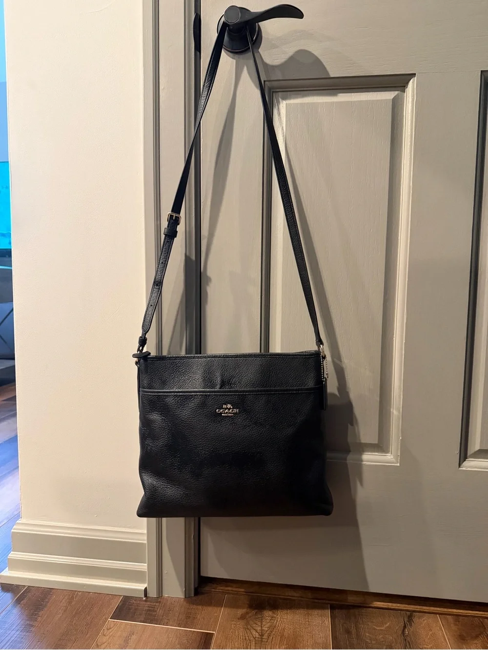 Coach black Pebbled Leather Messenger Crossbody